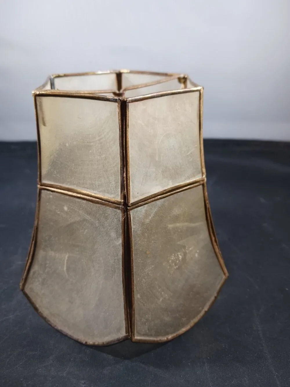 Mini Vintage Capiz Shell Lamp Shades featuring Brass Trim
